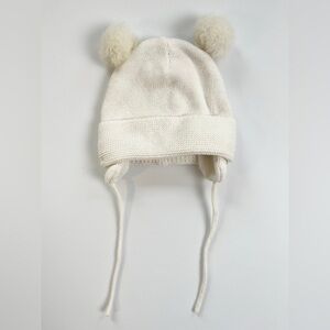 H&M Cream Kids Hat with Pom Poms